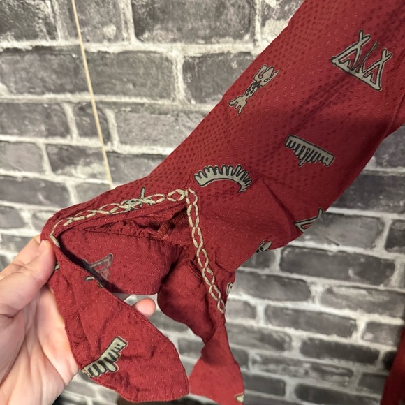 Double D Ranch Red Tiered Western Trails Tie Rodeo Cowgirl Midi dress - Picture 6 of 13